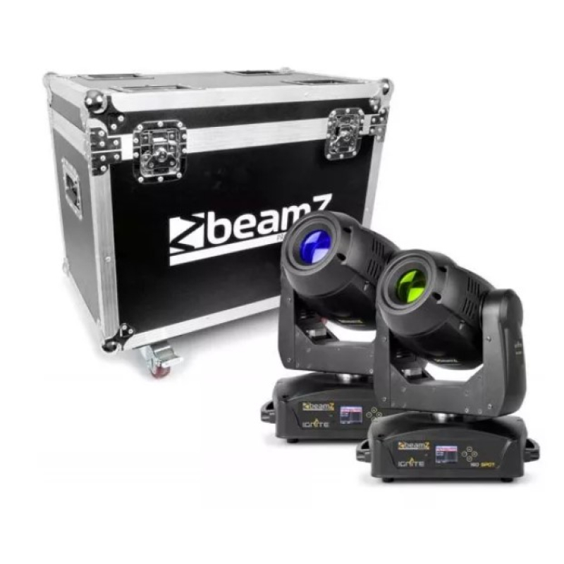 Beamz ignite180s led moving head spot 2pc in flightcase